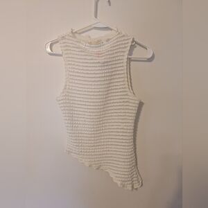 Women's White Textured Tank Top